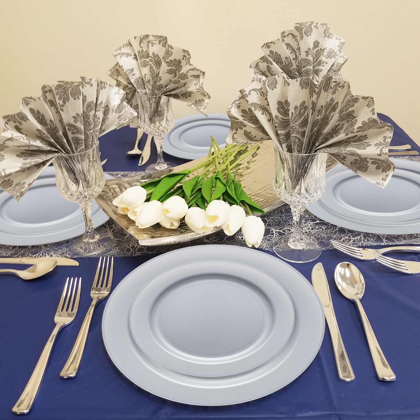 Matte Steel Gray Round Plastic Salad Plates (7.5")