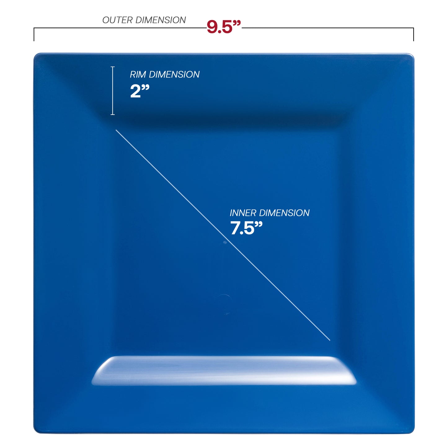 Midnight Blue Square Disposable Plastic Dinner Plates (9.5")