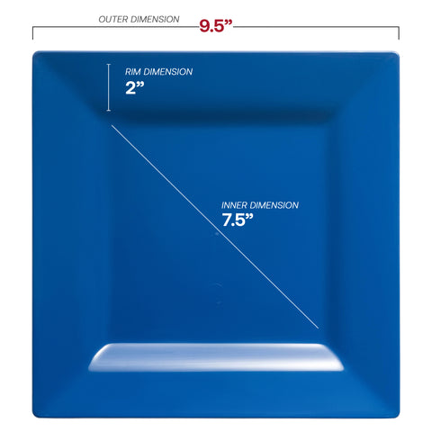 Midnight Blue Square Disposable Plastic Dinner Plates (9.5