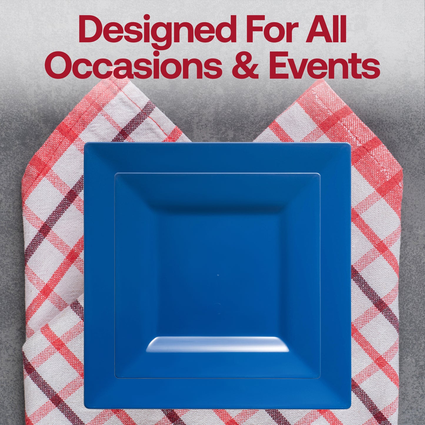 Midnight Blue Square Disposable Plastic Dinner Plates (9.5")
