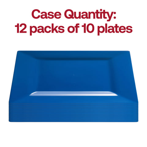 Midnight Blue Square Disposable Plastic Dinner Plates (9.5