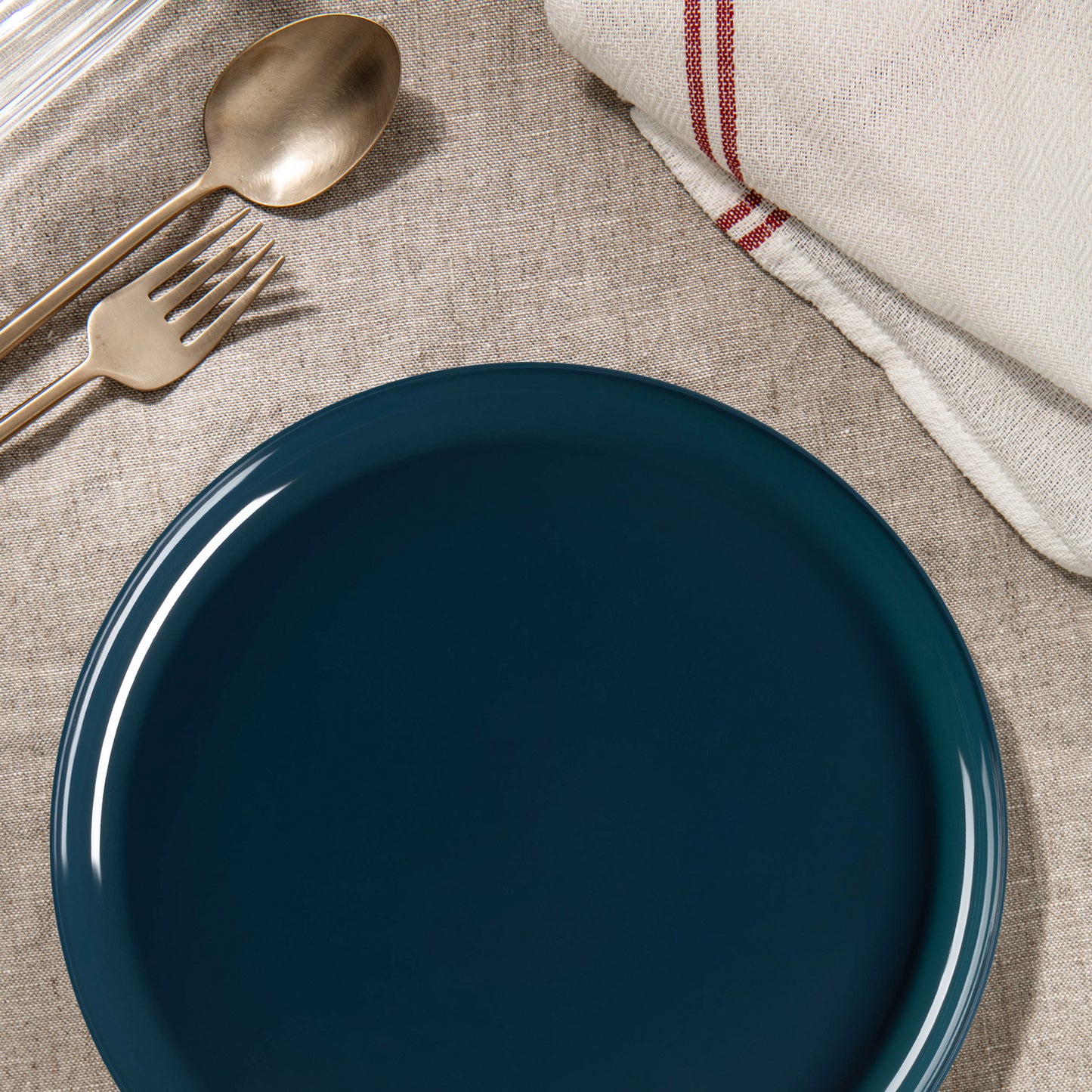 Navy Flat Round Plastic Salad Plates (8.5")
