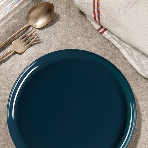 Navy Flat Round Plastic Salad Plates (8.5