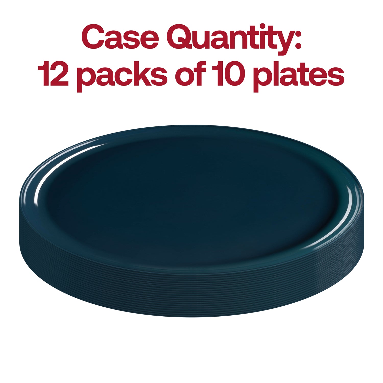 Navy Flat Round Disposable Plastic Dinner Plates (10") Quantity | The Kaya Collection