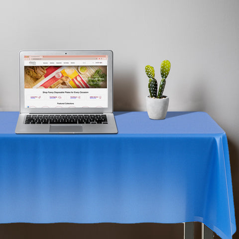 Navy Rectangular Plastic Tablecloths (54