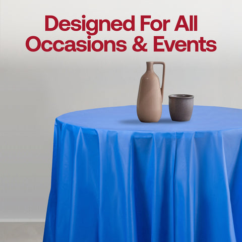 Navy Round Plastic Tablecloths (84