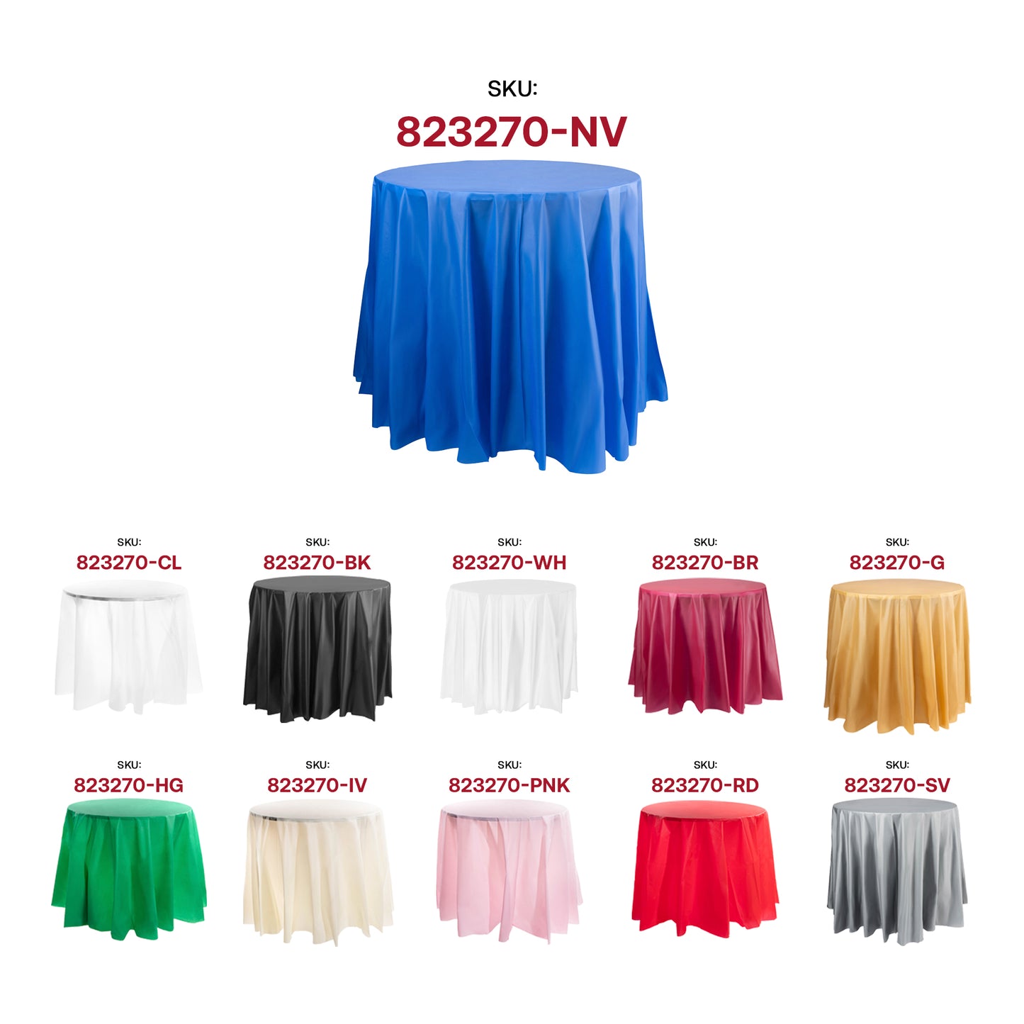 Navy Round Plastic Tablecloths (84")