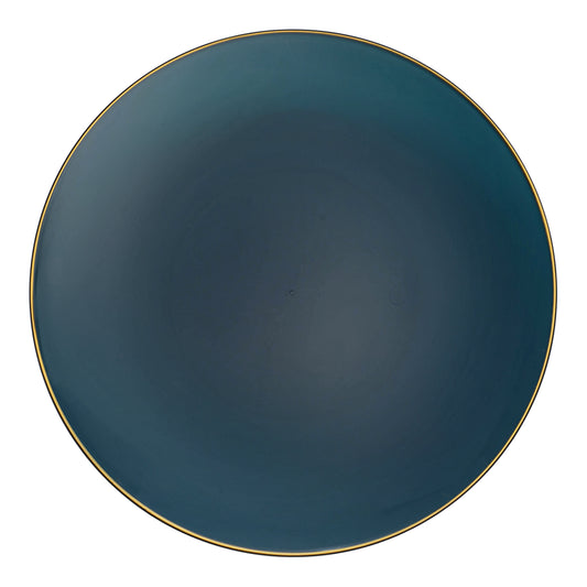 Navy with Gold Rim Organic Round Disposable Plastic Appetizer/Salad Plates | The Kaya Collection