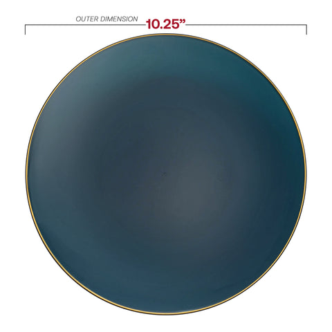 Navy with Gold Rim Organic Round Disposable Plastic Dinner Plates | The Kaya Collection