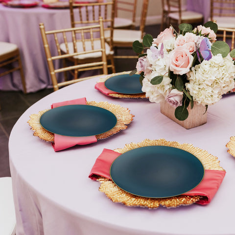 Navy with Gold Rim Organic Round Plastic Dinner Plates (10.25