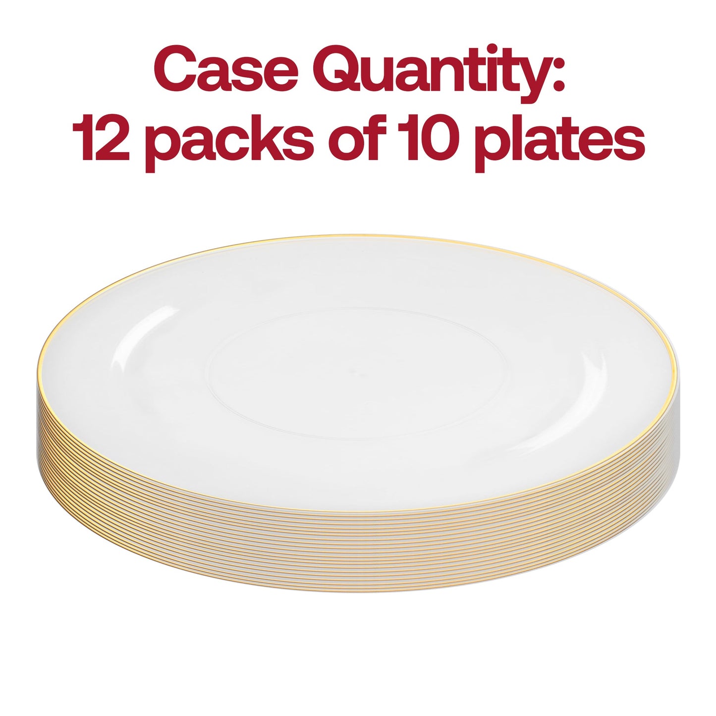 Clear with Gold Rim Organic Round Plastic Dinner Plates (10.25")