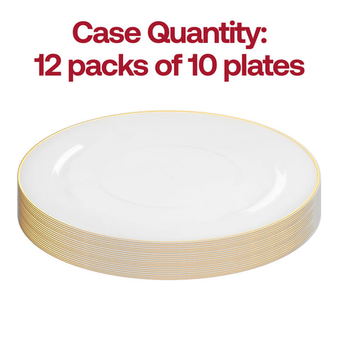 Clear with Gold Rim Organic Round Plastic Dinner Plates (10.25