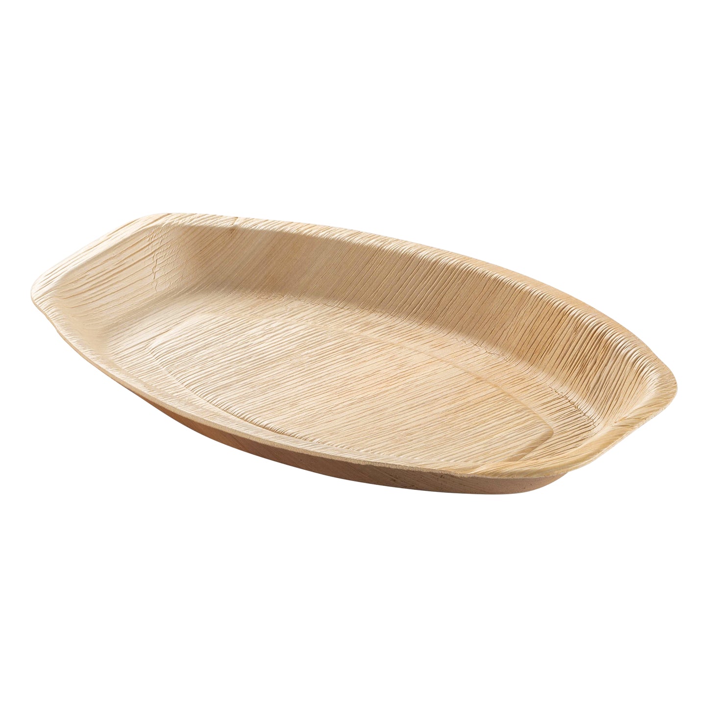 9" x 13" Oval Natural Palm Leaf Disposable Eco-Friendly Trays