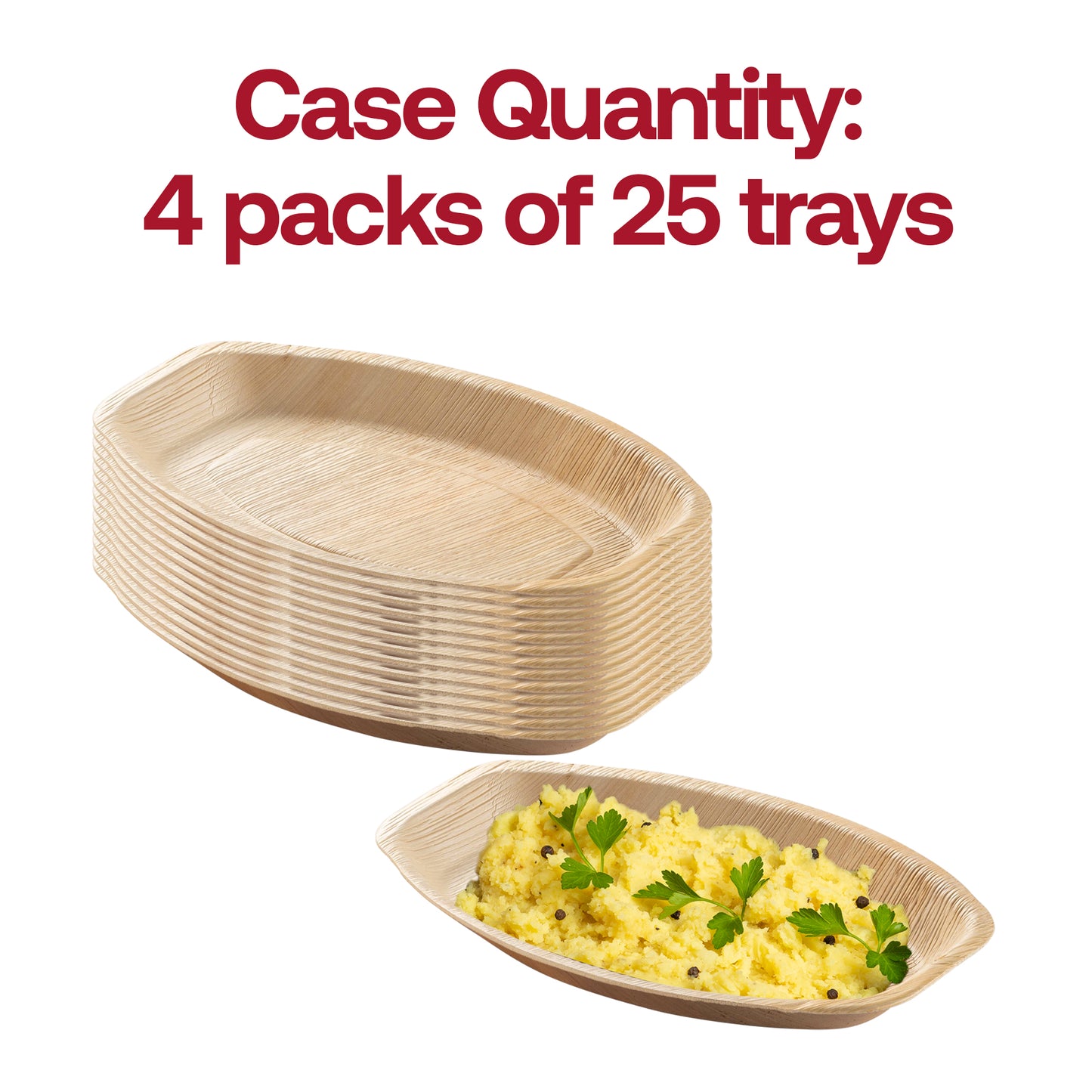 9" x 13" Oval Natural Palm Leaf Disposable Eco-Friendly Trays