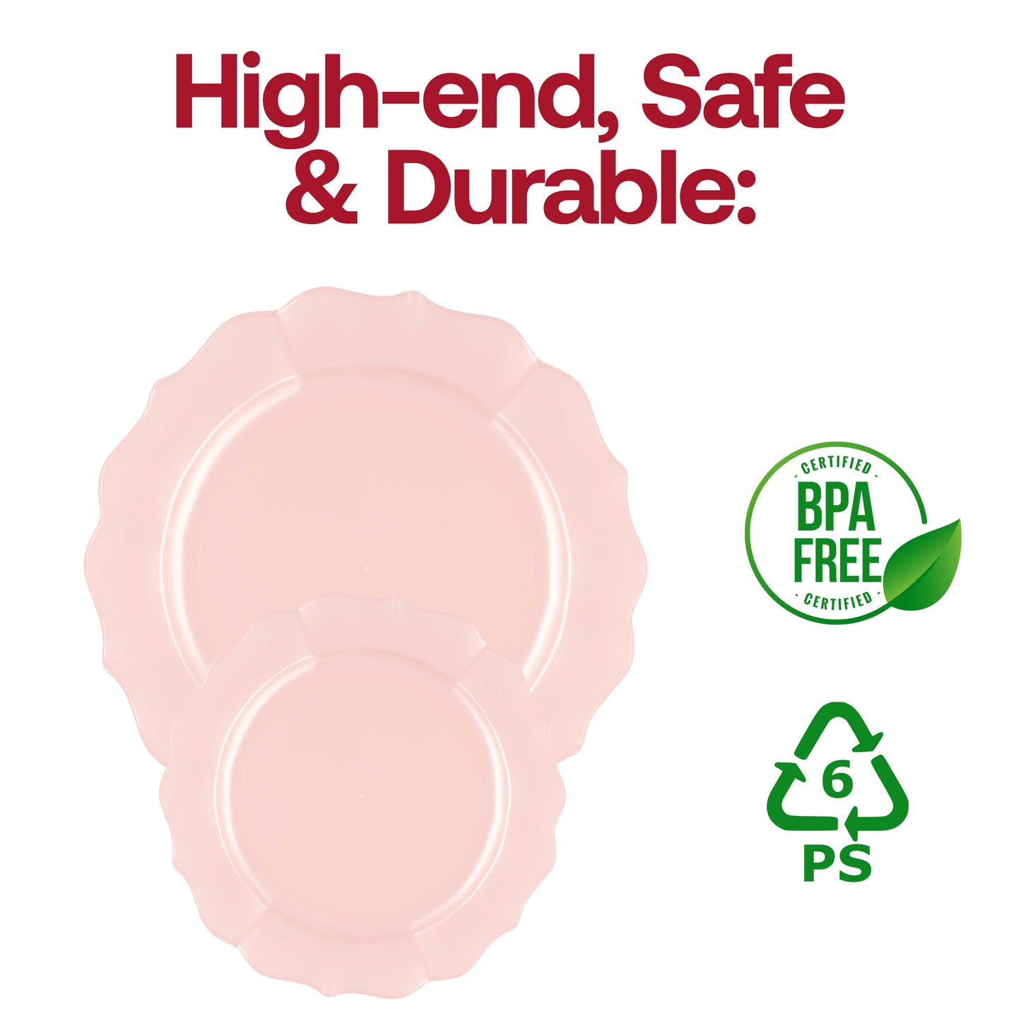 Pearl Pink Round Lotus Plastic Appetizer/Salad Plates (7.5") BPA | The Kaya Collection