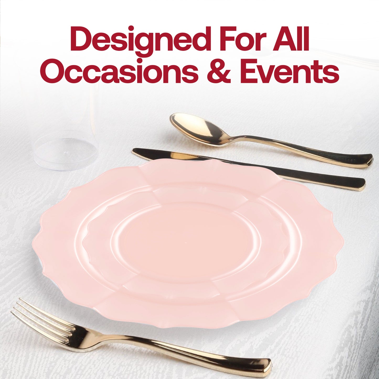 Pearl Pink Round Lotus Plastic Appetizer/Salad Plates (7.5") Lifestyle | The Kaya Collection