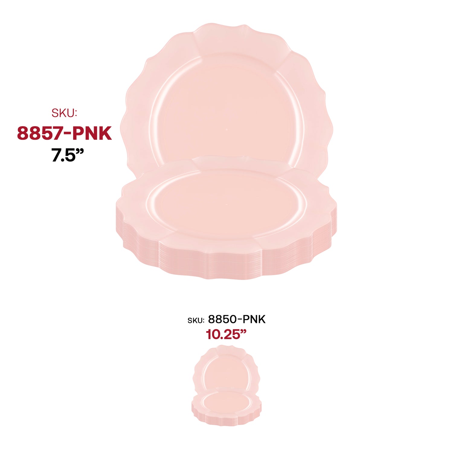 Pearl Pink Round Lotus Plastic Appetizer/Salad Plates (7.5") SKU | The Kaya Collection