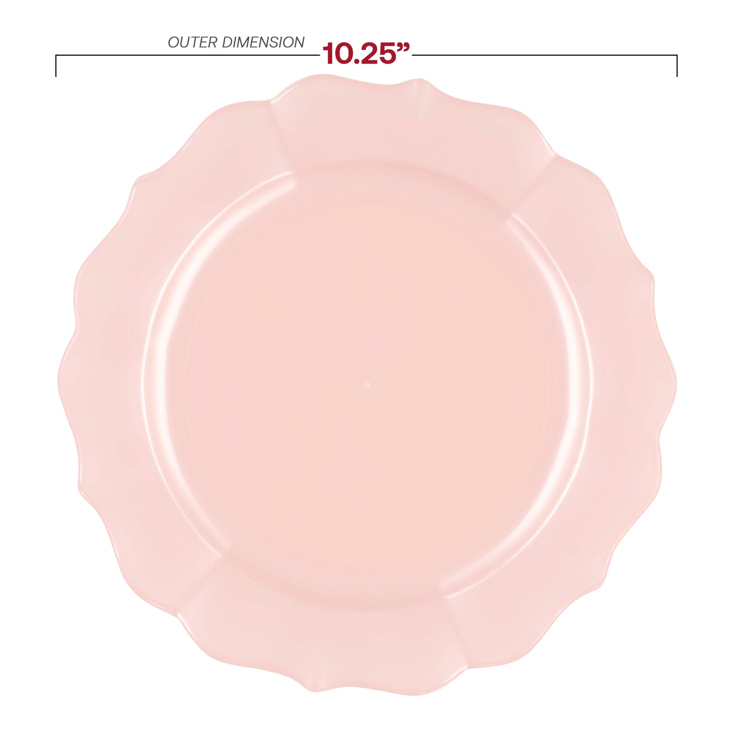 Pearl Pink Round Lotus Plastic Dinner Plates (10.25") Dimension | The Kaya Collection