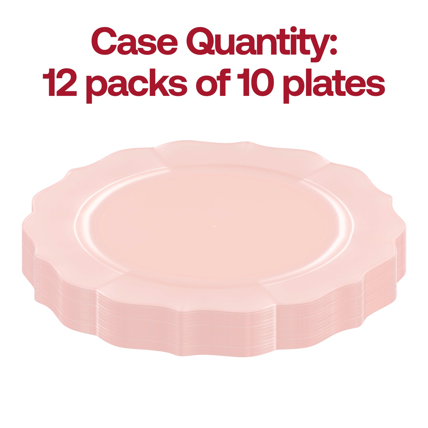 Pearl Pink Round Lotus Plastic Dinner Plates (10.25") Quantity | The Kaya Collection