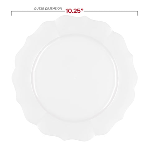 Pearl White Round Lotus Plastic Dinner Plates (10.25