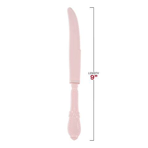 Pink Baroque Disposable Plastic Dinner Knives Dimension | The Kaya Collection