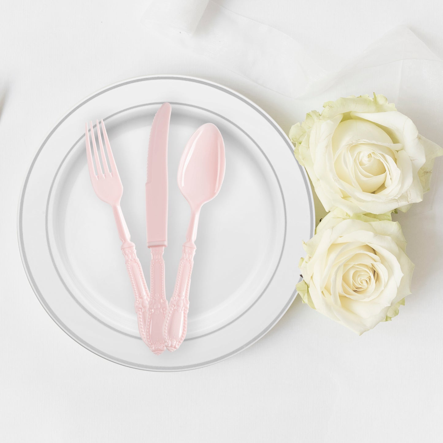 Pink Baroque Plastic Dinner Knives