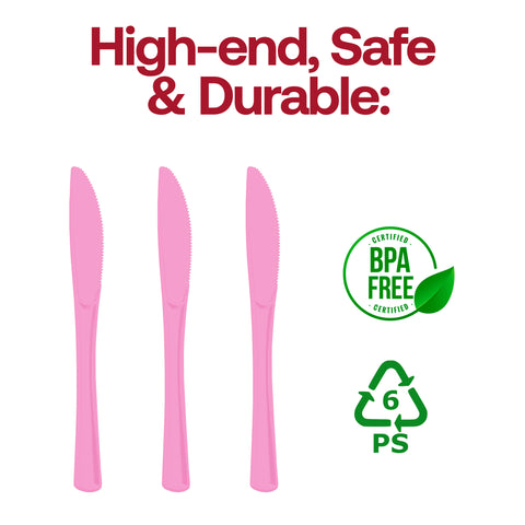 Pink Disposable Plastic Party Knives