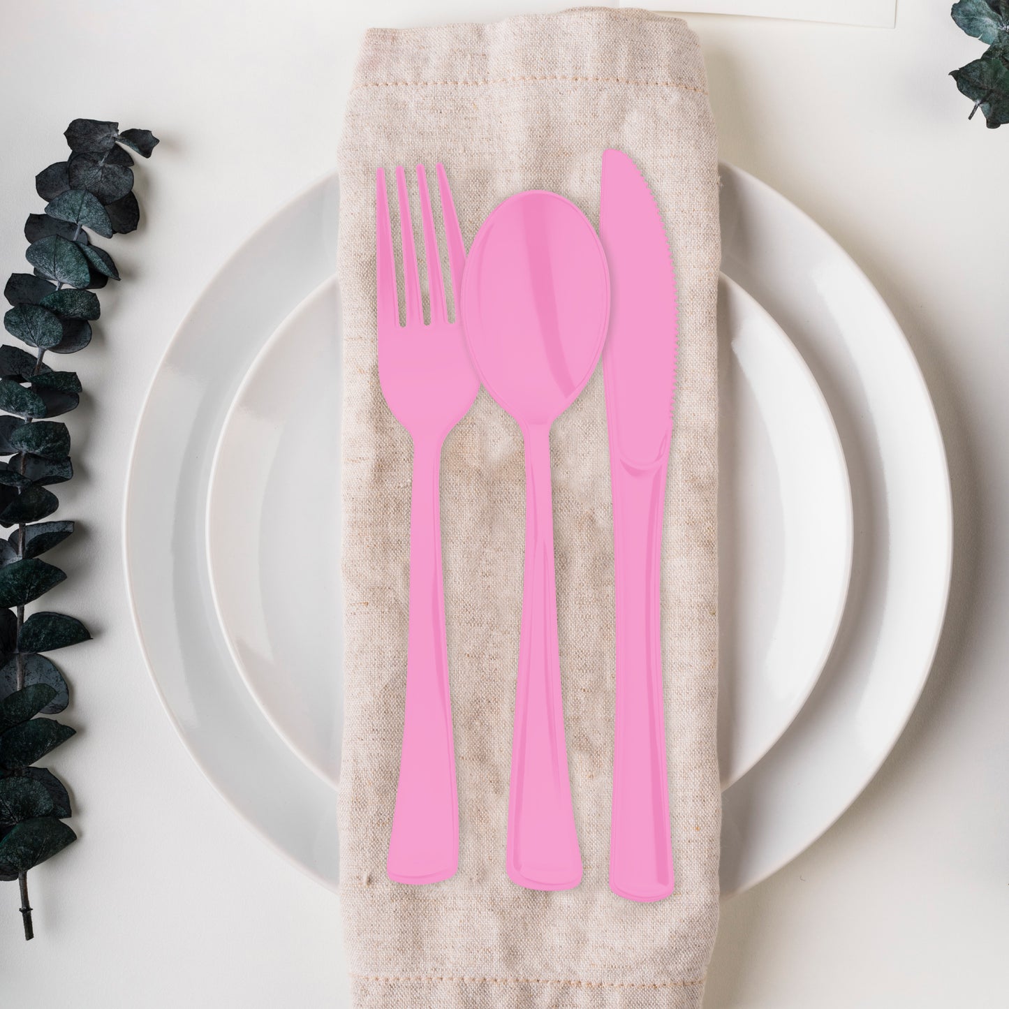 Pink Disposable Plastic Party Spoons