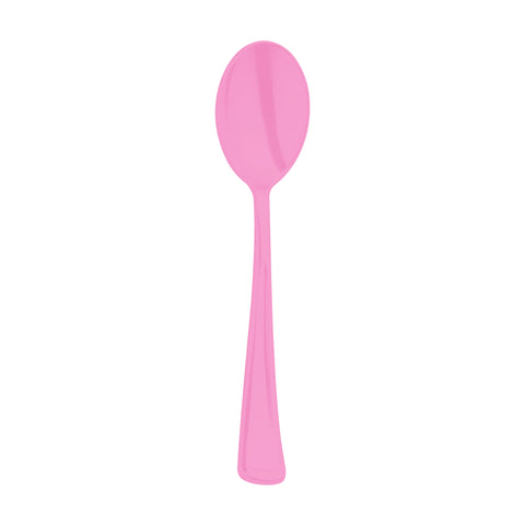 Pink Disposable Plastic Party Spoons