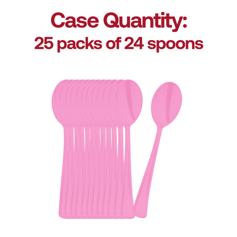 Pink Disposable Plastic Party Spoons