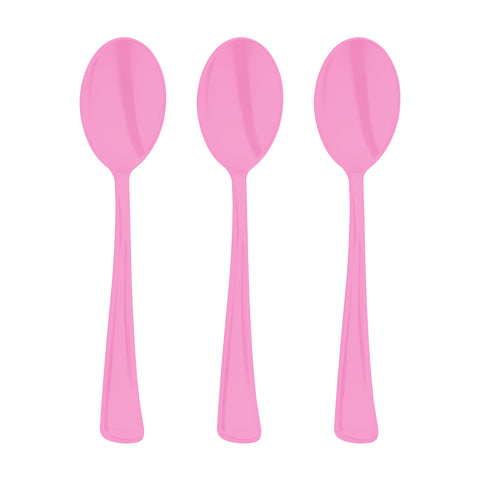 Pink Disposable Plastic Party Spoons
