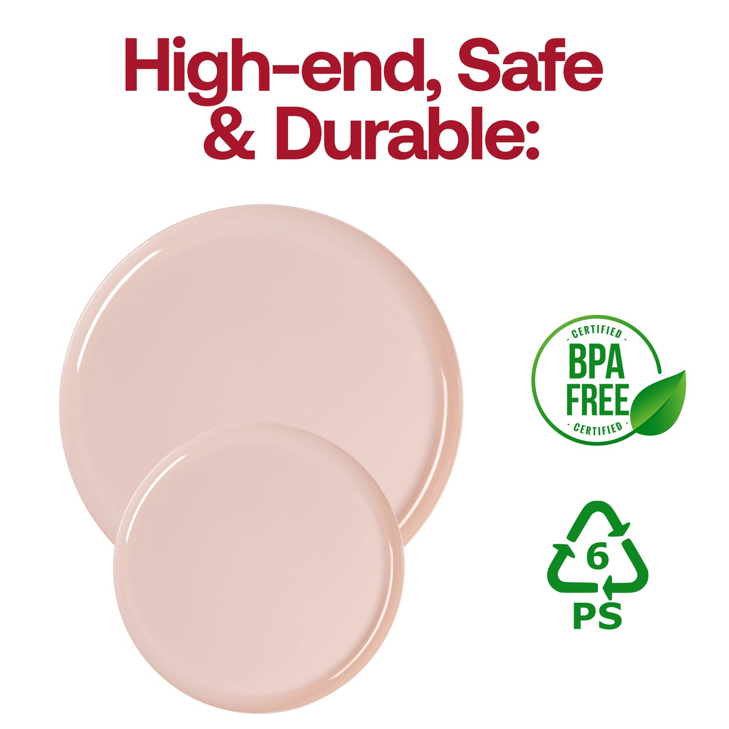 Pink Flat Round Disposable Plastic Appetizer/Salad Plates (8.5") BPA | The Kaya Collection