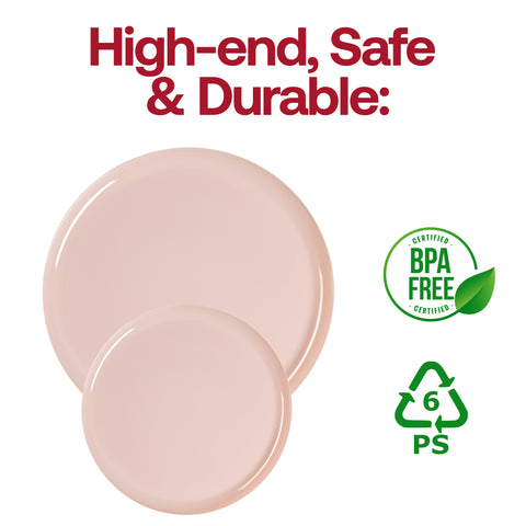 Pink Flat Round Disposable Plastic Appetizer/Salad Plates (8.5