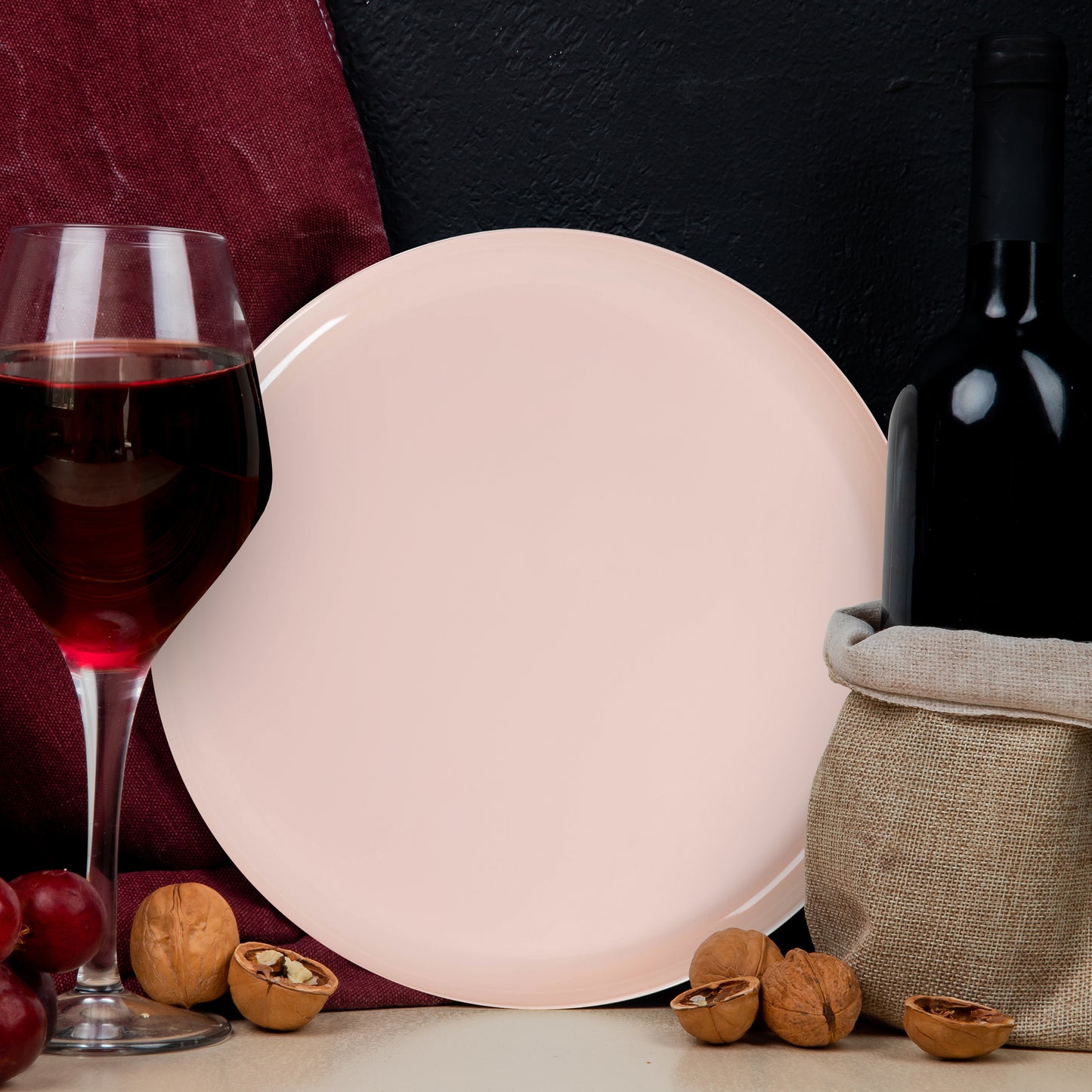 Pink Flat Round Plastic Salad Plates (8.5")