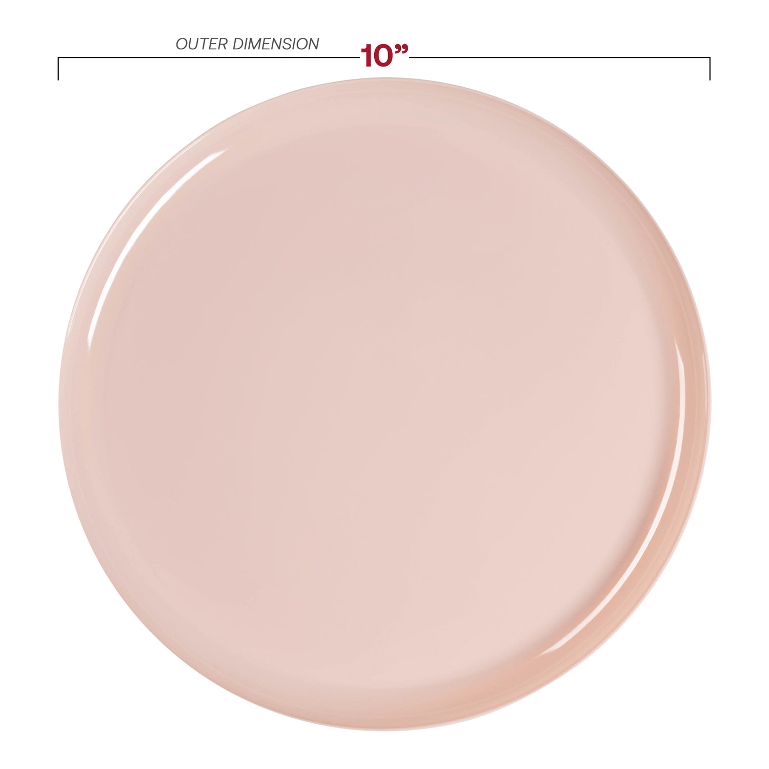 Pink Flat Round Plastic Dinner Plates (10") Dimension | The Kaya Collection