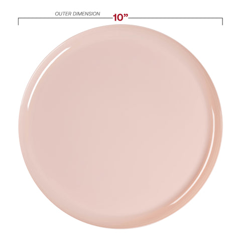 Pink Flat Round Plastic Dinner Plates (10
