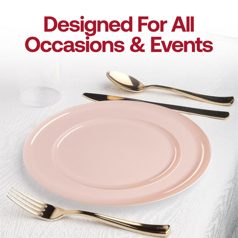 Pink Flat Round Plastic Dinner Plates (10
