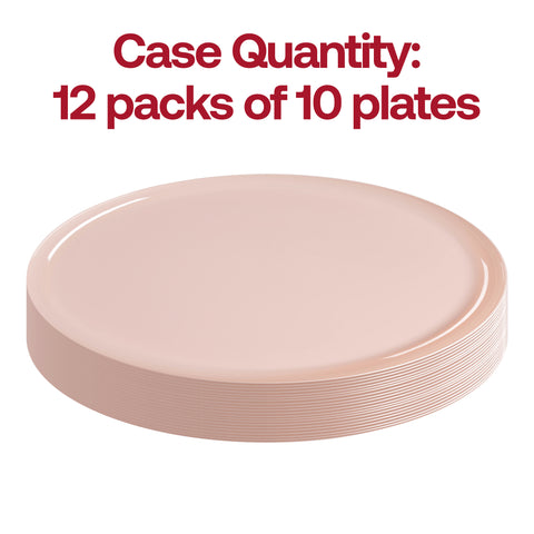 Pink Flat Round Plastic Dinner Plates (10