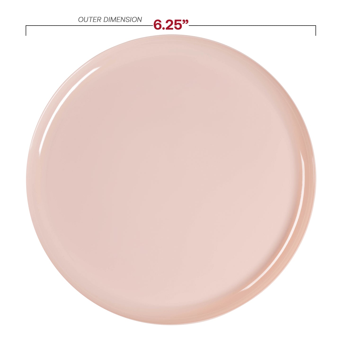 Pink Flat Round Plastic Pastry Plates (6.25") Dimension | The Kaya Collection