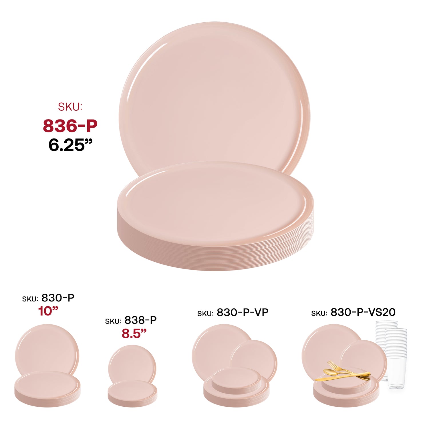 Pink Flat Round Plastic Pastry Plates (6.25") SKU | The Kaya Collection