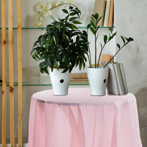 Pink Round Plastic Tablecloths (84