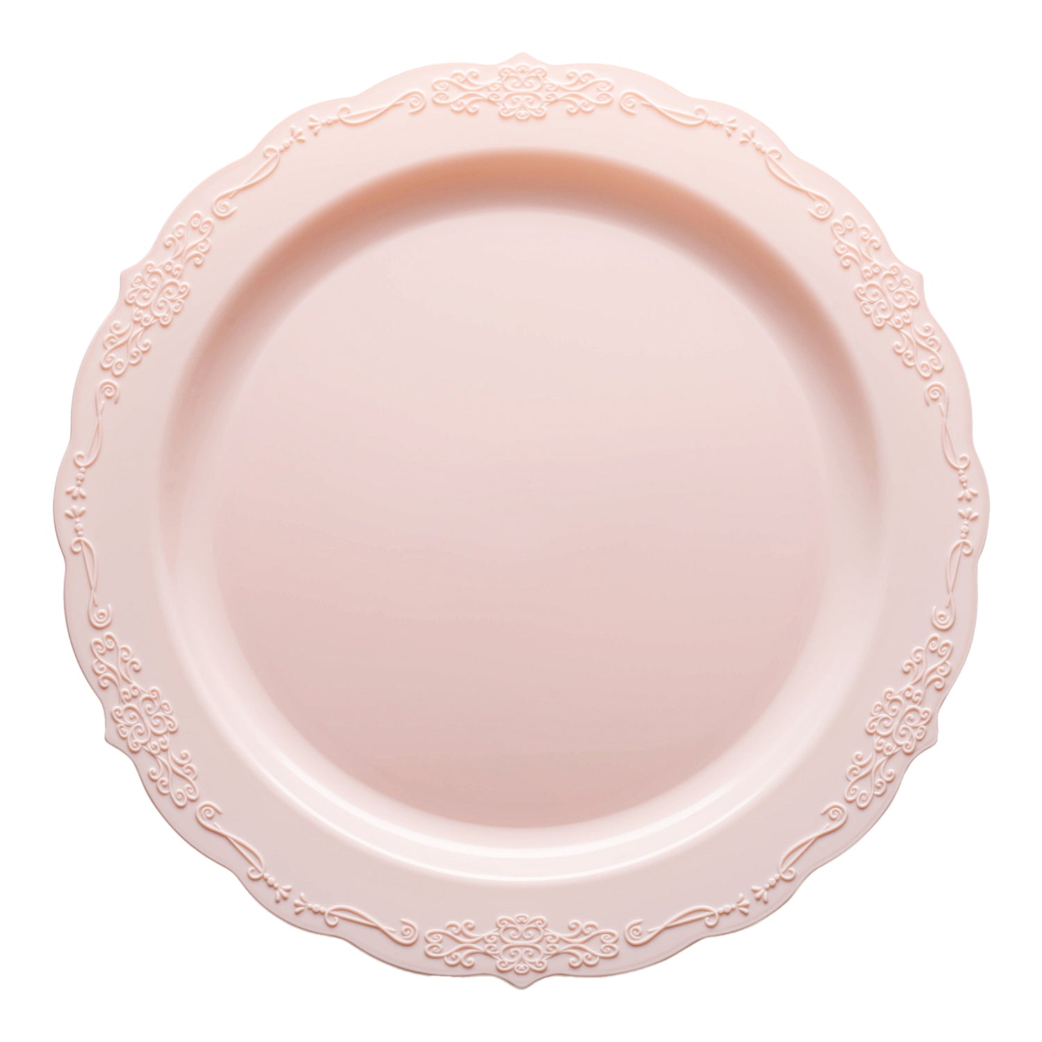 Pink Vintage Round Disposable Plastic Dinner Plates (10") | The Kaya Collection