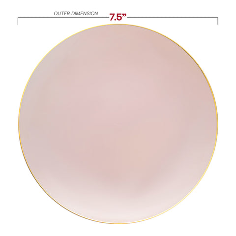 Pink with Gold Rim Organic Round Disposable Plastic Appetizer/Salad Plates (7.5