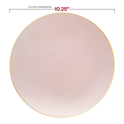 Pink with Gold Organic Round Disposable Plastic Dinner Plates (10.25