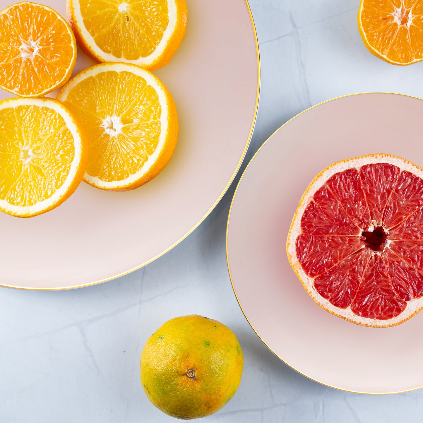 Pink with Gold Organic Round Plastic Disposable Dinner Plates (10.25")