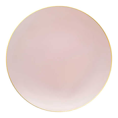 Pink with Gold Organic Round Disposable Plastic Dinner Plates (10.25