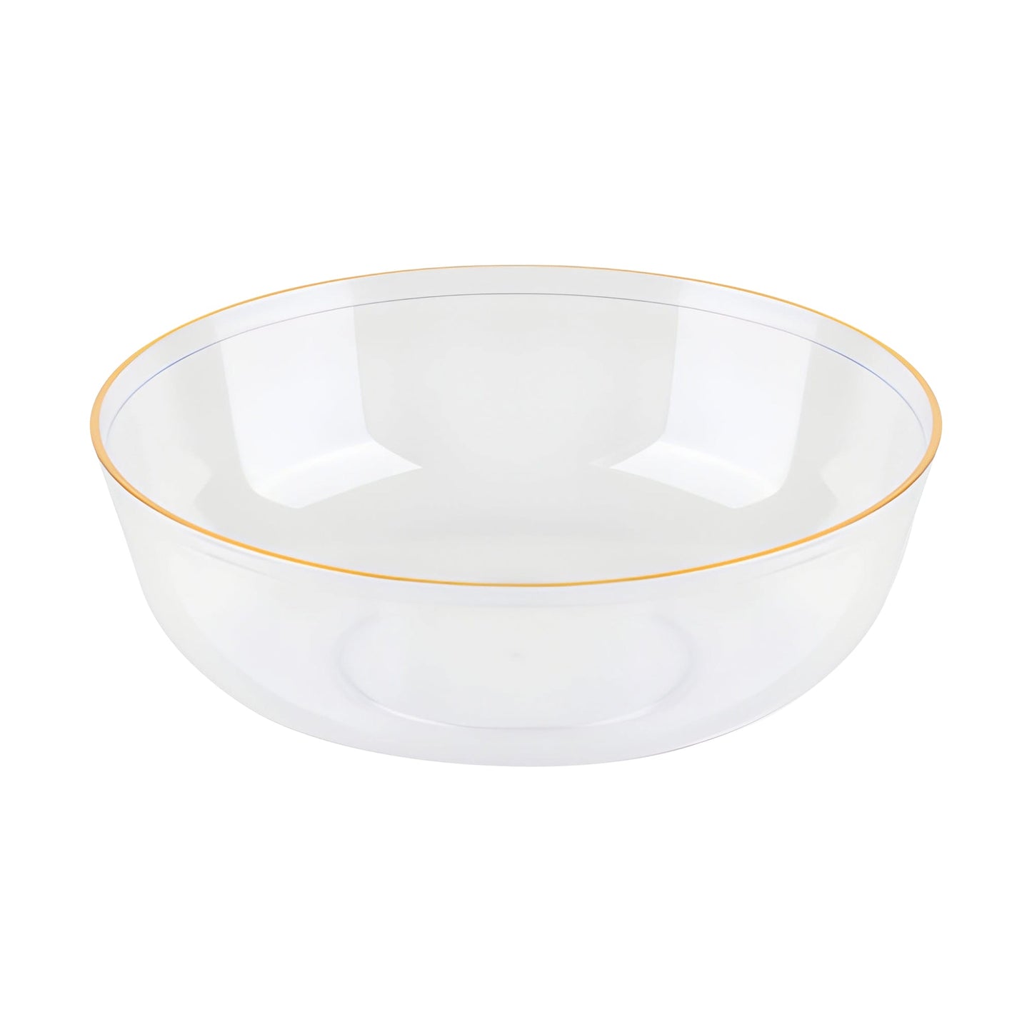 16 oz Clear with Gold Flat Plastic Soup Bowls
