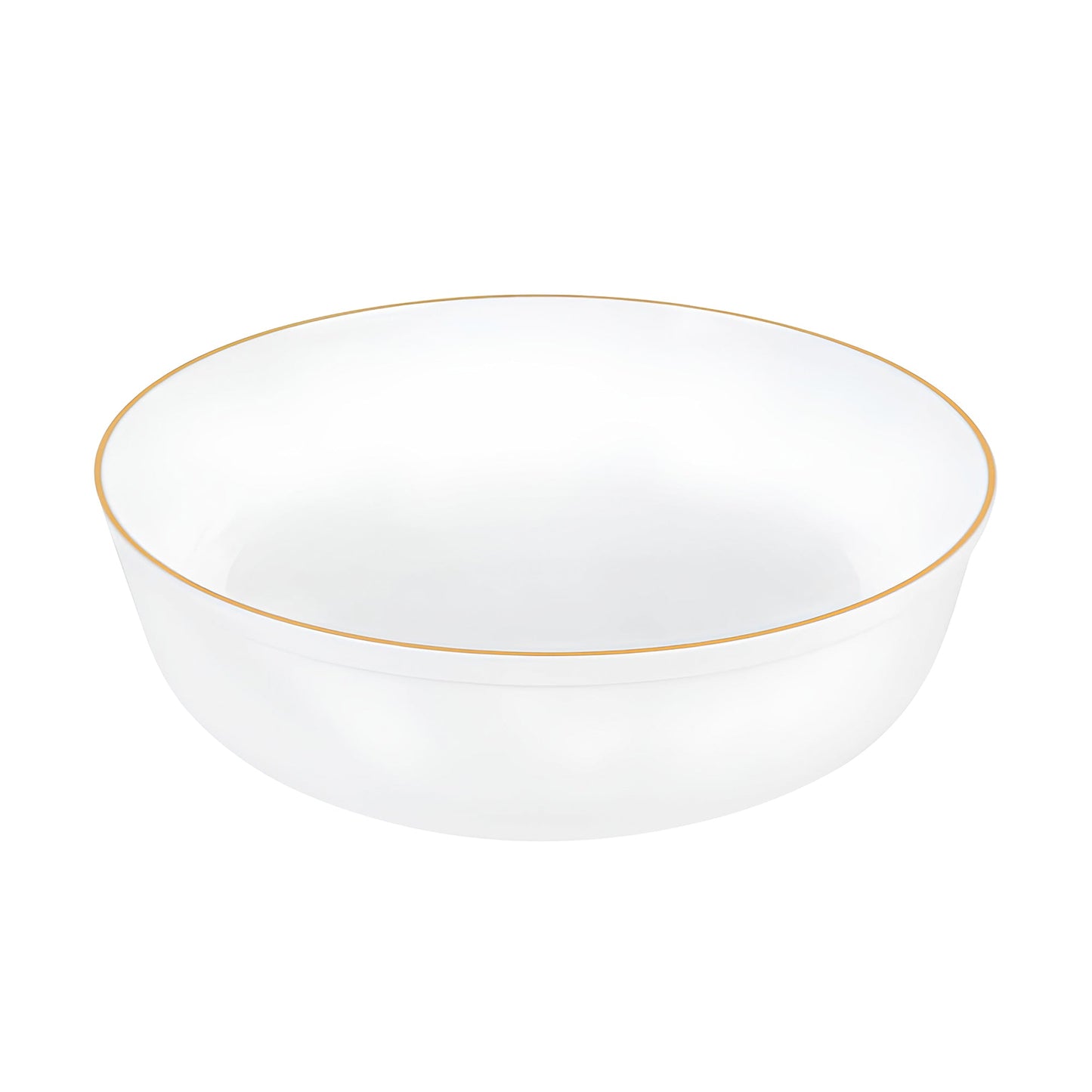16 oz White with Gold Flat Plastic Soup Bowls