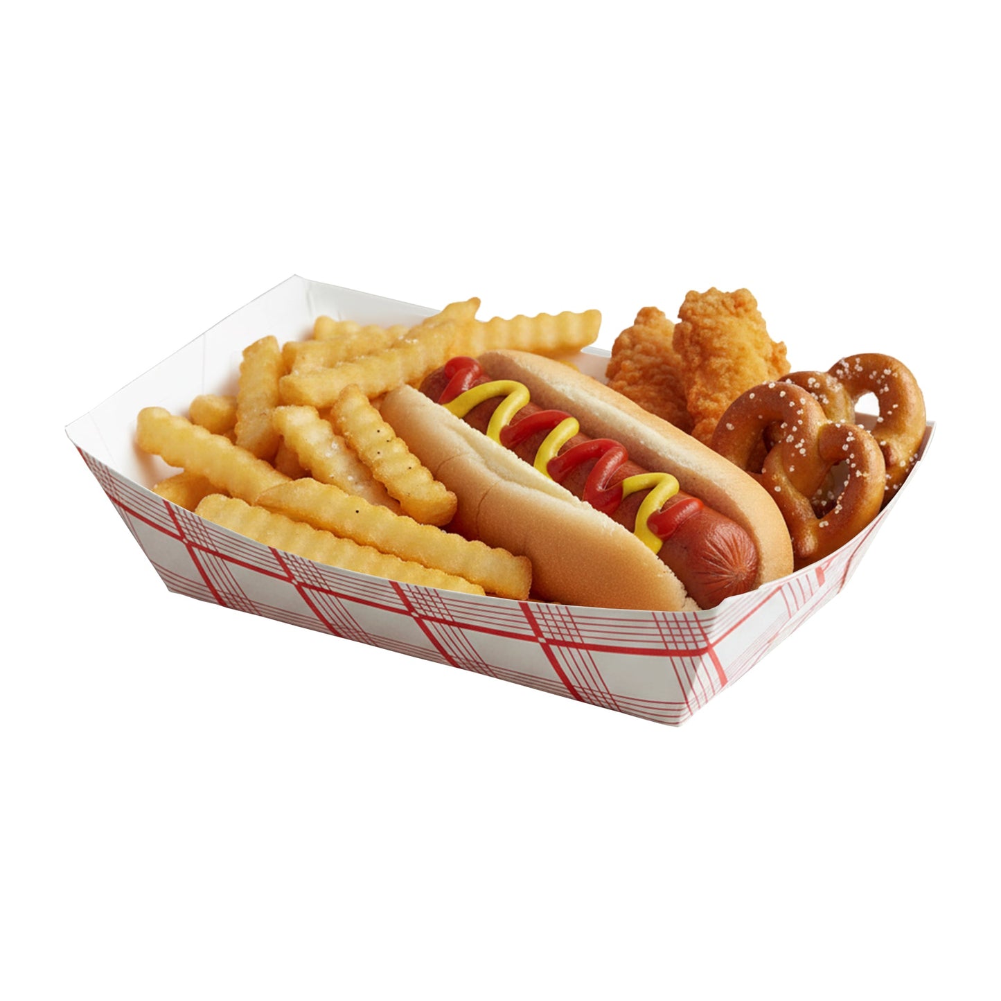 8 oz Red Plaid Paper Food Trays
