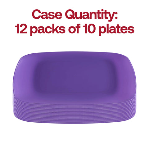 Purple Flat Rounded Square Plastic Buffet Plates (8.5